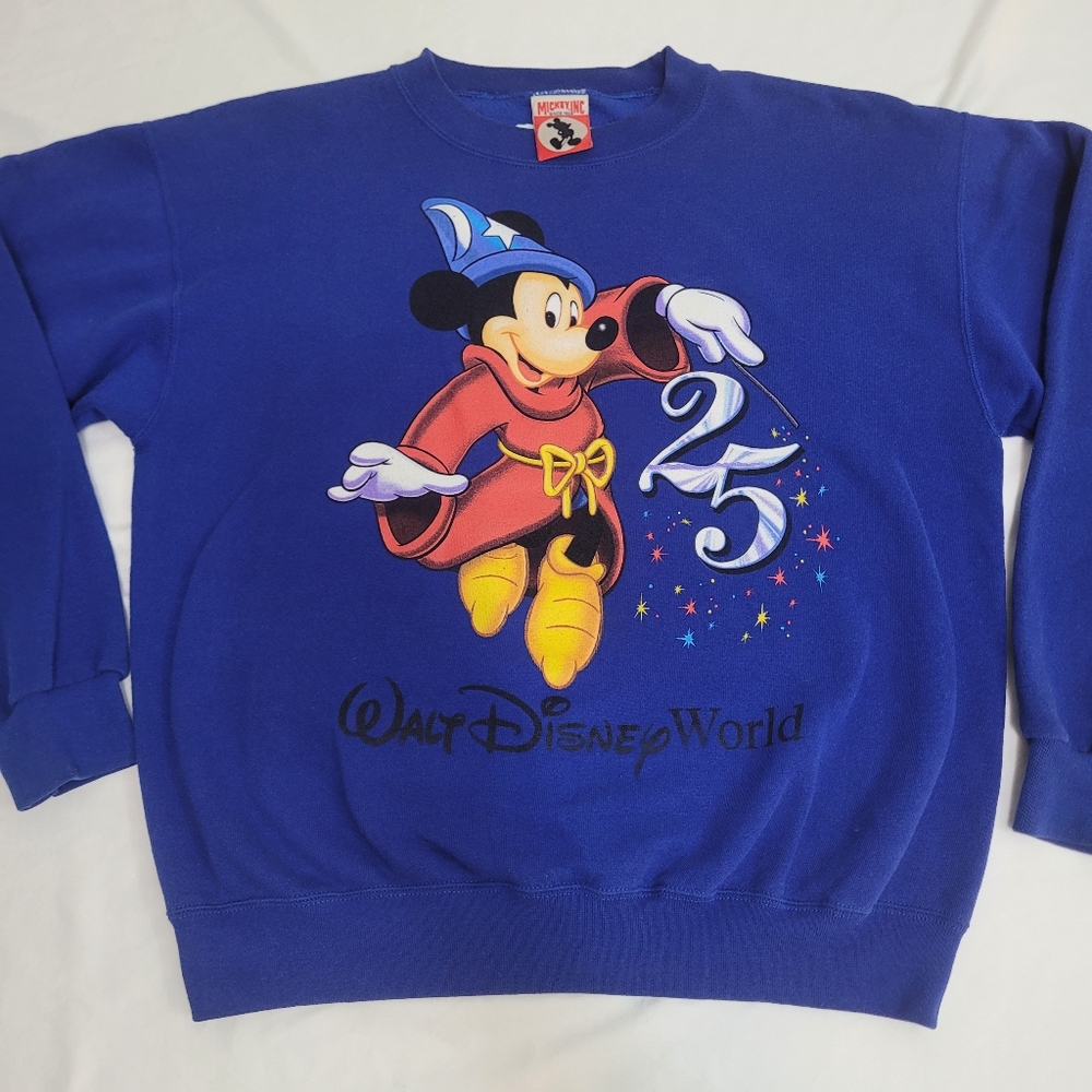 Vtg 90s 25th Disney World Anniversary Blue Crewneck Men's Small Mickey Inc